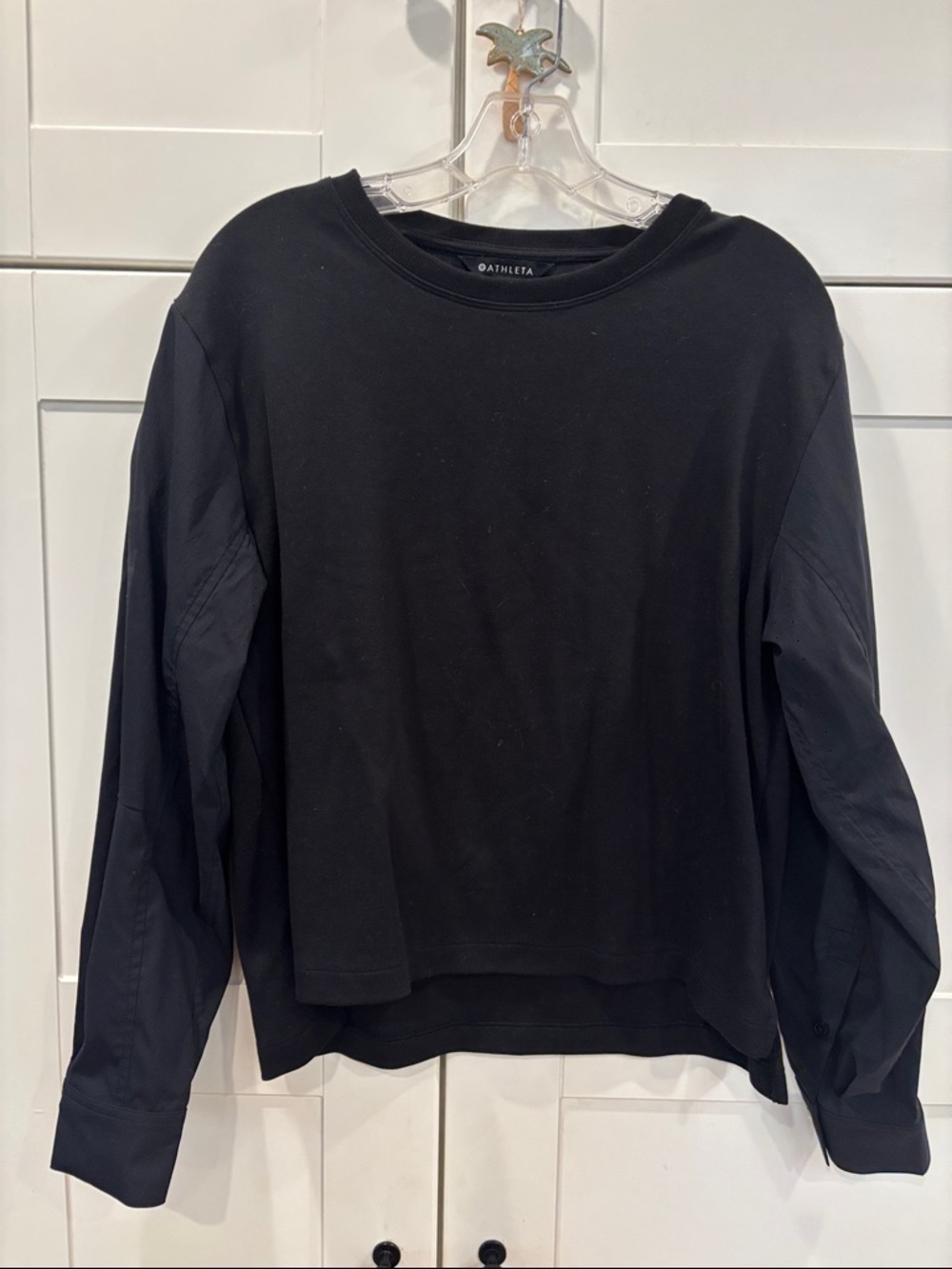Athleta Black Crewneck Long Sleeve Top